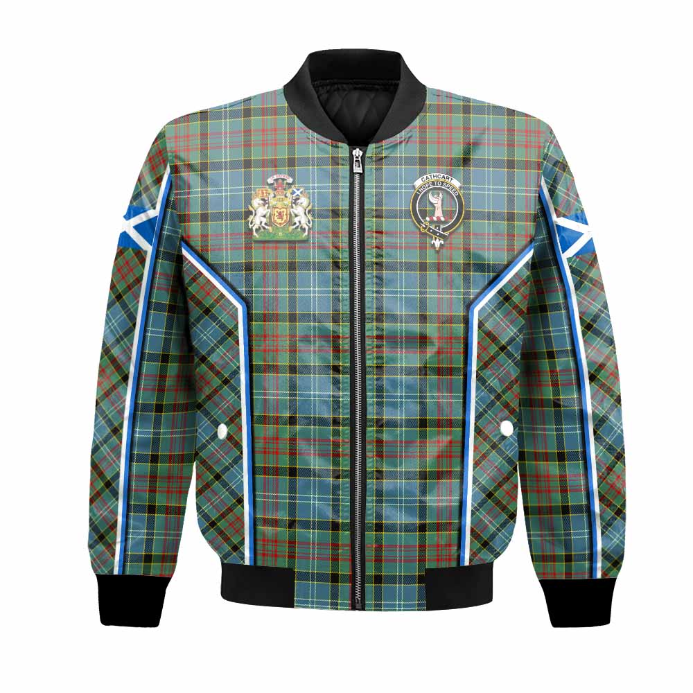 Cathcart Tartan Crest Bomber Jacket Scotland Coat of Arm Flag Style - Tartan Vibes Clothing