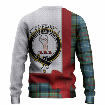 Cathcart Tartan Crest Christmas Christmas Ugly Sweater Highland Cow Bagpipes Coquette Bow Style