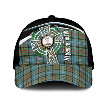 Cathcart Tartan Crest Classic Cap Scottish Thistle Celtic Cross Alba Gu Brath