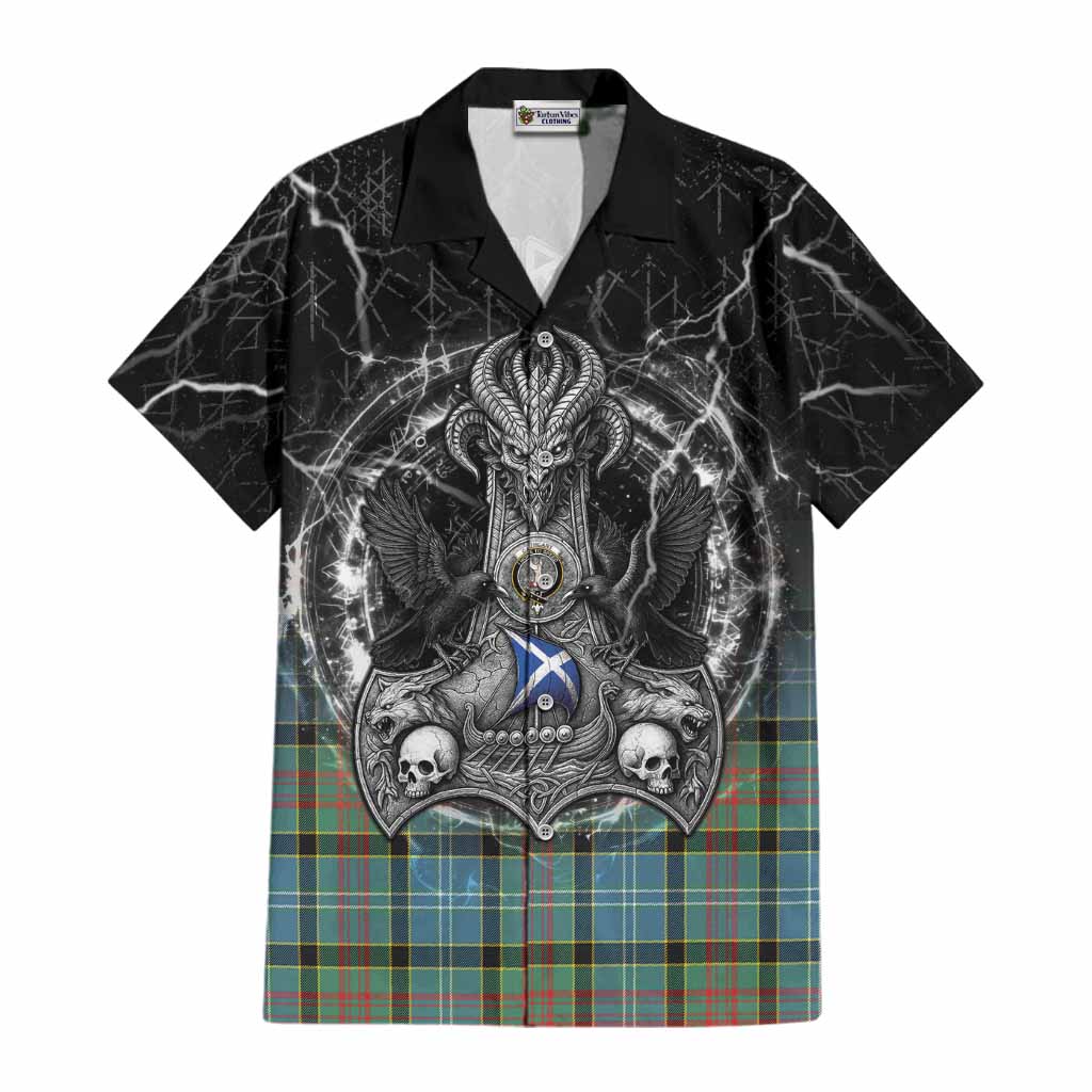 Cathcart Tartan Crest Cotton Hawaiian Shirt Celtic Odin's Raven Legacy