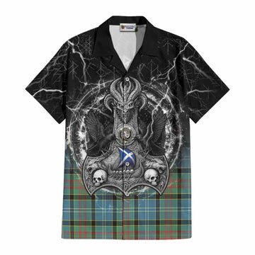 Cathcart Tartan Crest Cotton Hawaiian Shirt Celtic Odin's Raven Legacy