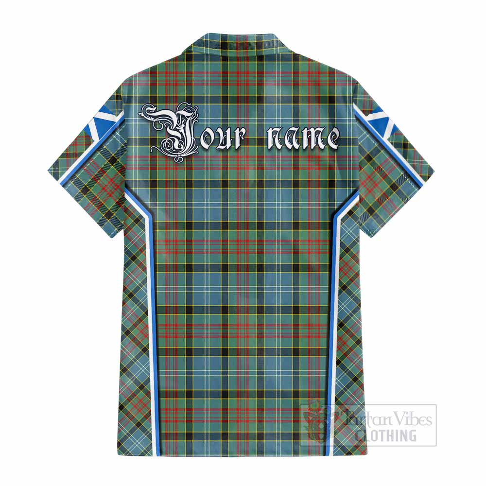 Cathcart Tartan Crest Cotton Hawaiian Shirt Scotland Coat of Arm Flag Style - Tartan Vibes Clothing