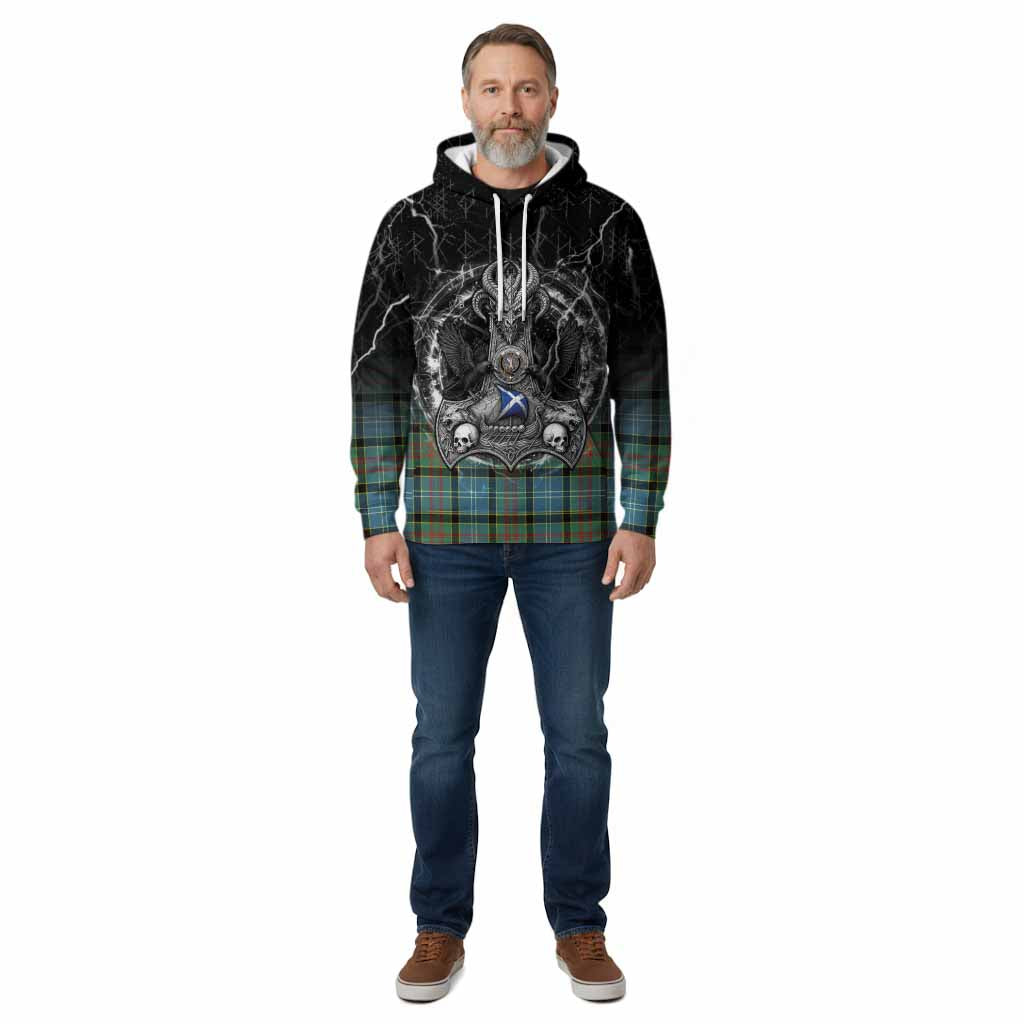 Cathcart Tartan Crest Cotton Hoodie Celtic Odin's Raven Legacy