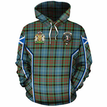 Cathcart Tartan Crest Cotton Hoodie Scotland Coat of Arm Flag Style