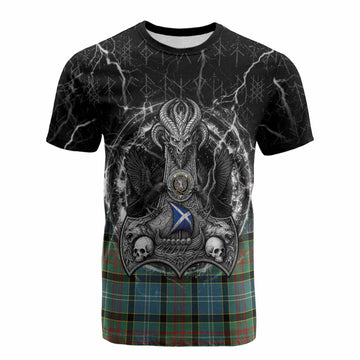 Cathcart Tartan Crest Cotton T-shirt Celtic Odin's Raven Legacy