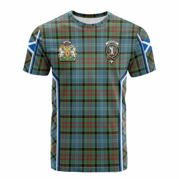 Cathcart Tartan Crest Cotton T-shirt Scotland Coat of Arm Flag Style - Tartan Vibes Clothing