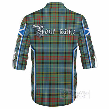 Cathcart Tartan Crest Ghillie Kilt Shirt Scotland Coat of Arm Flag Style