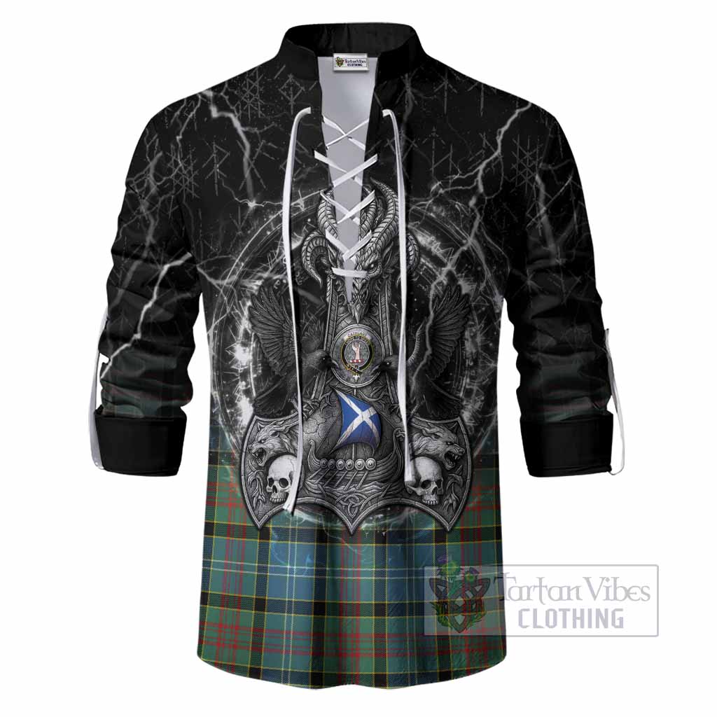 Cathcart Tartan Crest Ghillie Shirt Celtic Odin's Raven Legacy