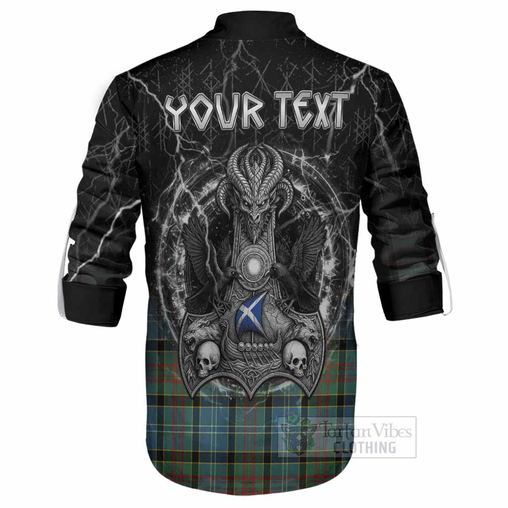 Cathcart Tartan Crest Ghillie Shirt Celtic Odin's Raven Legacy