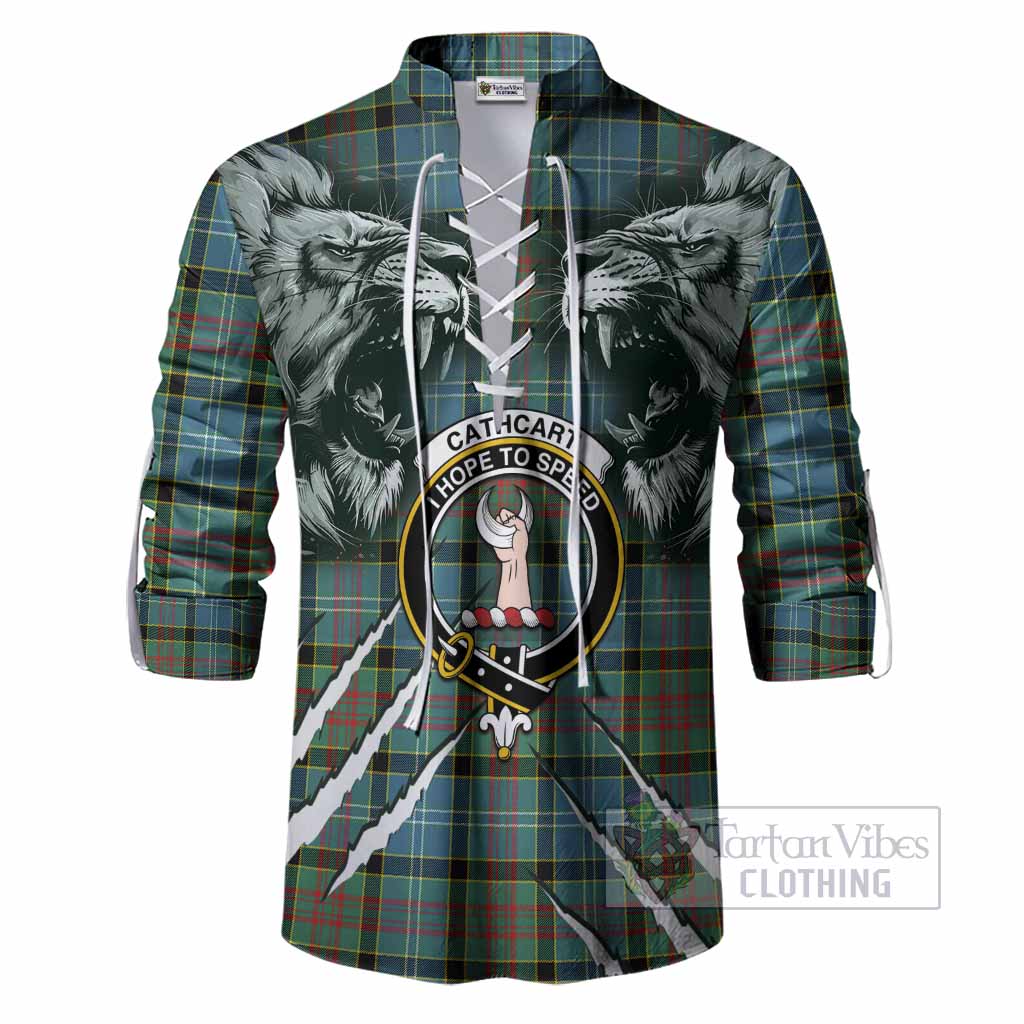 Cathcart Tartan Crest Ghillie Shirt Ferocious Lion Style