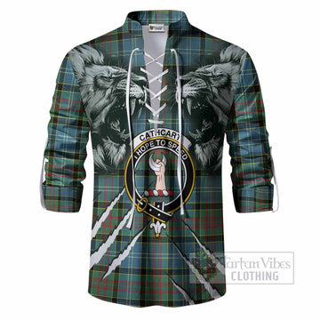 Cathcart Tartan Crest Ghillie Shirt Ferocious Lion Style