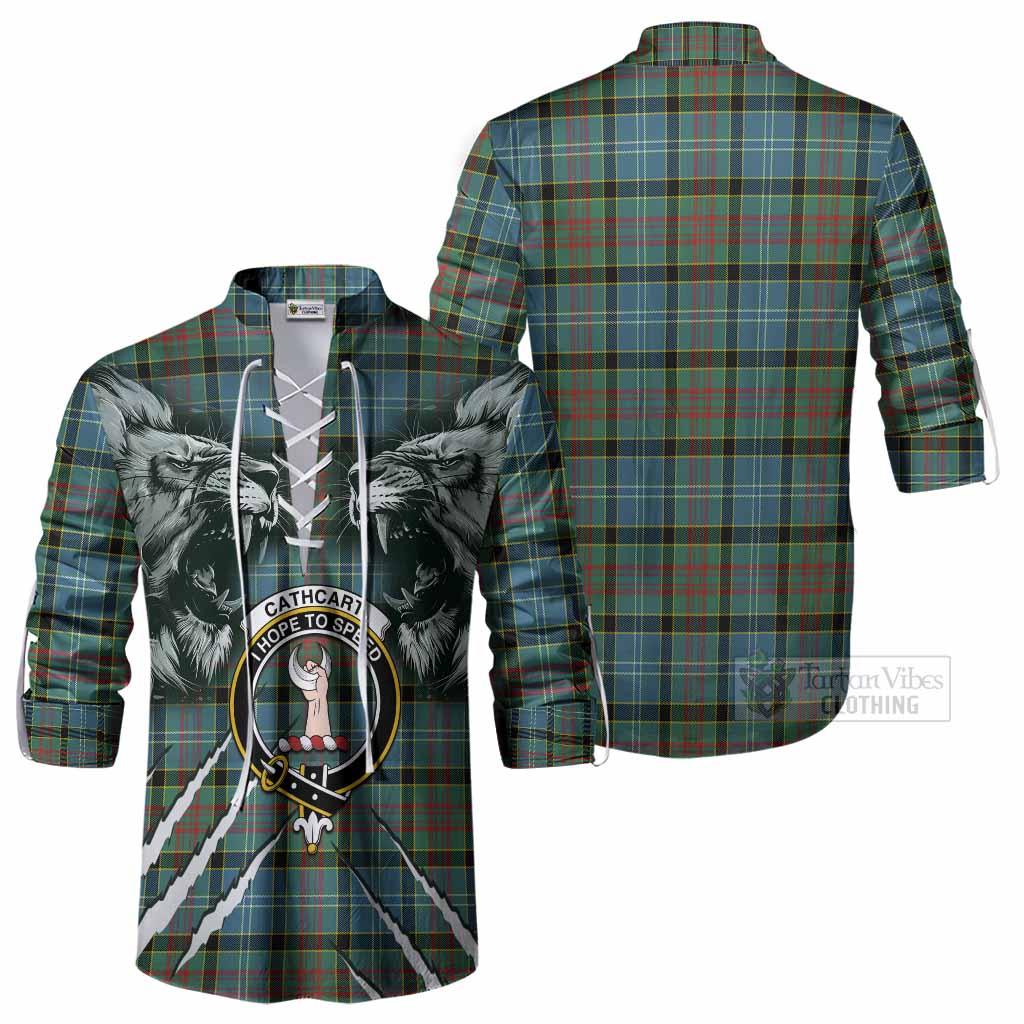 Cathcart Tartan Crest Ghillie Shirt Ferocious Lion Style