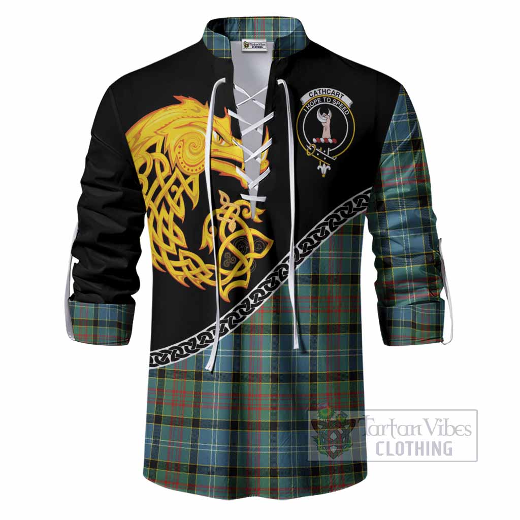 Cathcart Tartan Crest Ghillie Shirt Legendary Dragon Knot Half Style