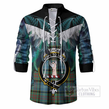 Cathcart Tartan Crest Ghillie Shirt New Zealand Maori Korowai Cloak