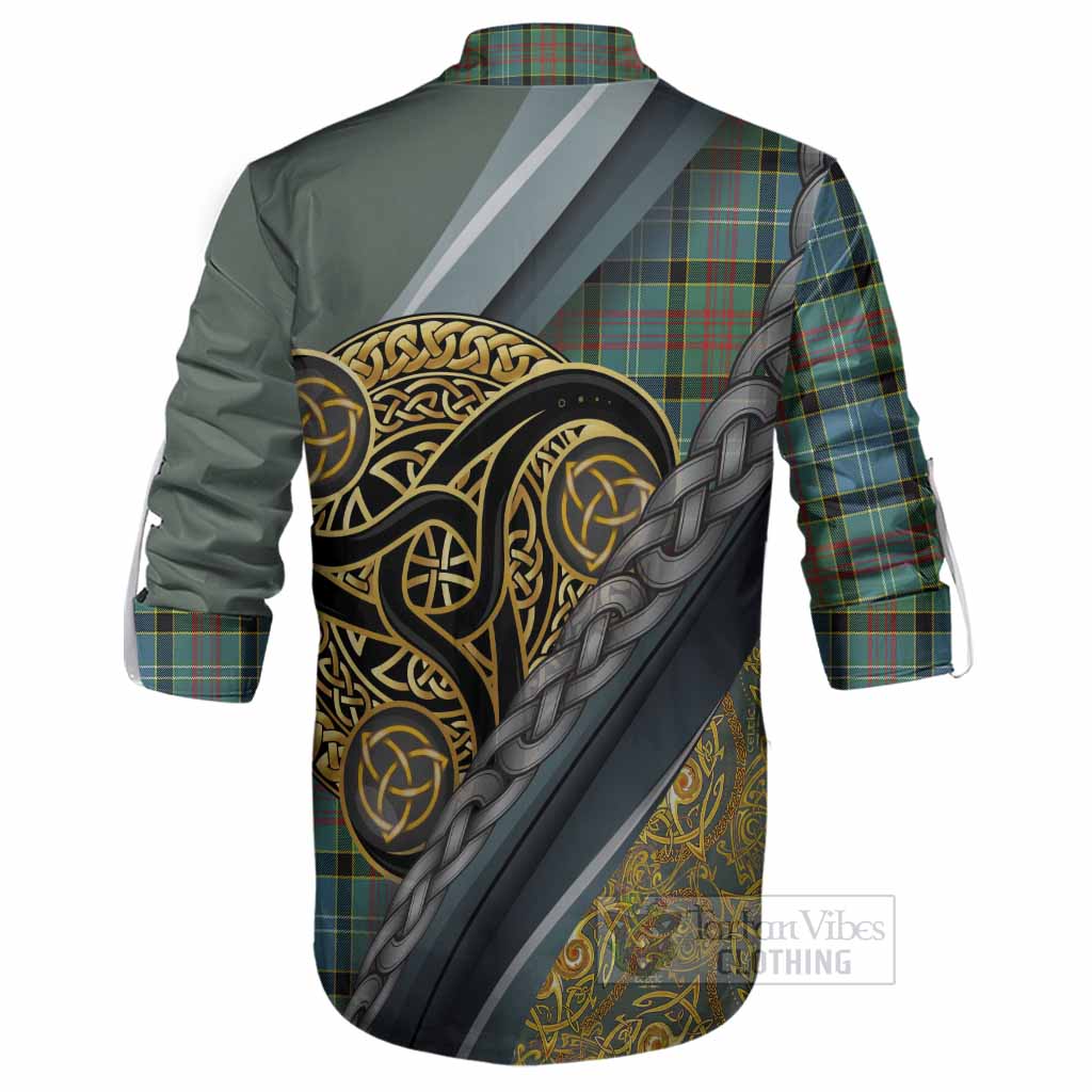 Cathcart Tartan Crest Ghillie Shirt Scottish Triskele Celtic