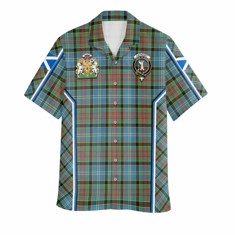 Cathcart Tartan Crest Hawaiian Shirt Scotland Coat of Arm Flag Style - Tartan Vibes Clothing