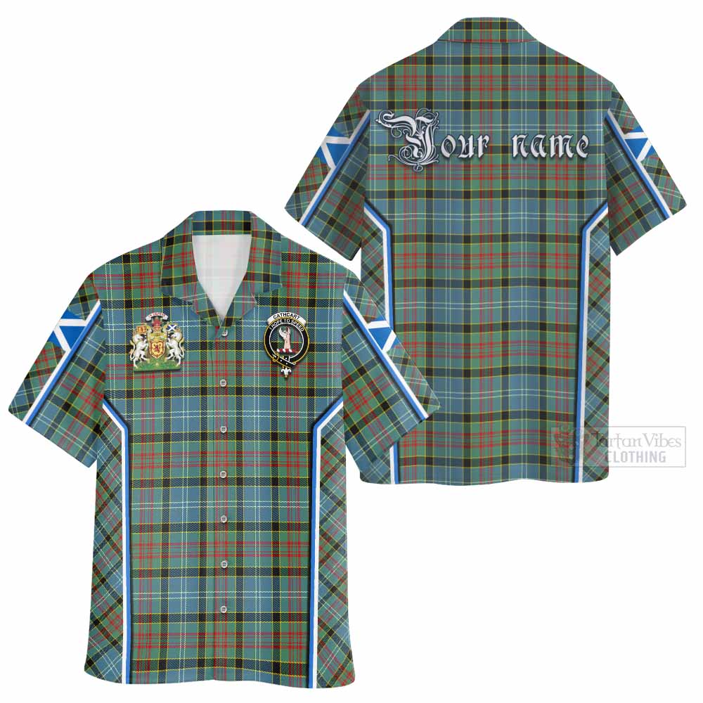 Cathcart Tartan Crest Hawaiian Shirt Scotland Coat of Arm Flag Style - Tartan Vibes Clothing
