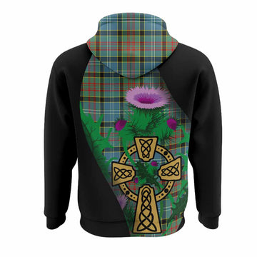 Cathcart Tartan Crest Hoodie Celtic Cross Thistle Flowers