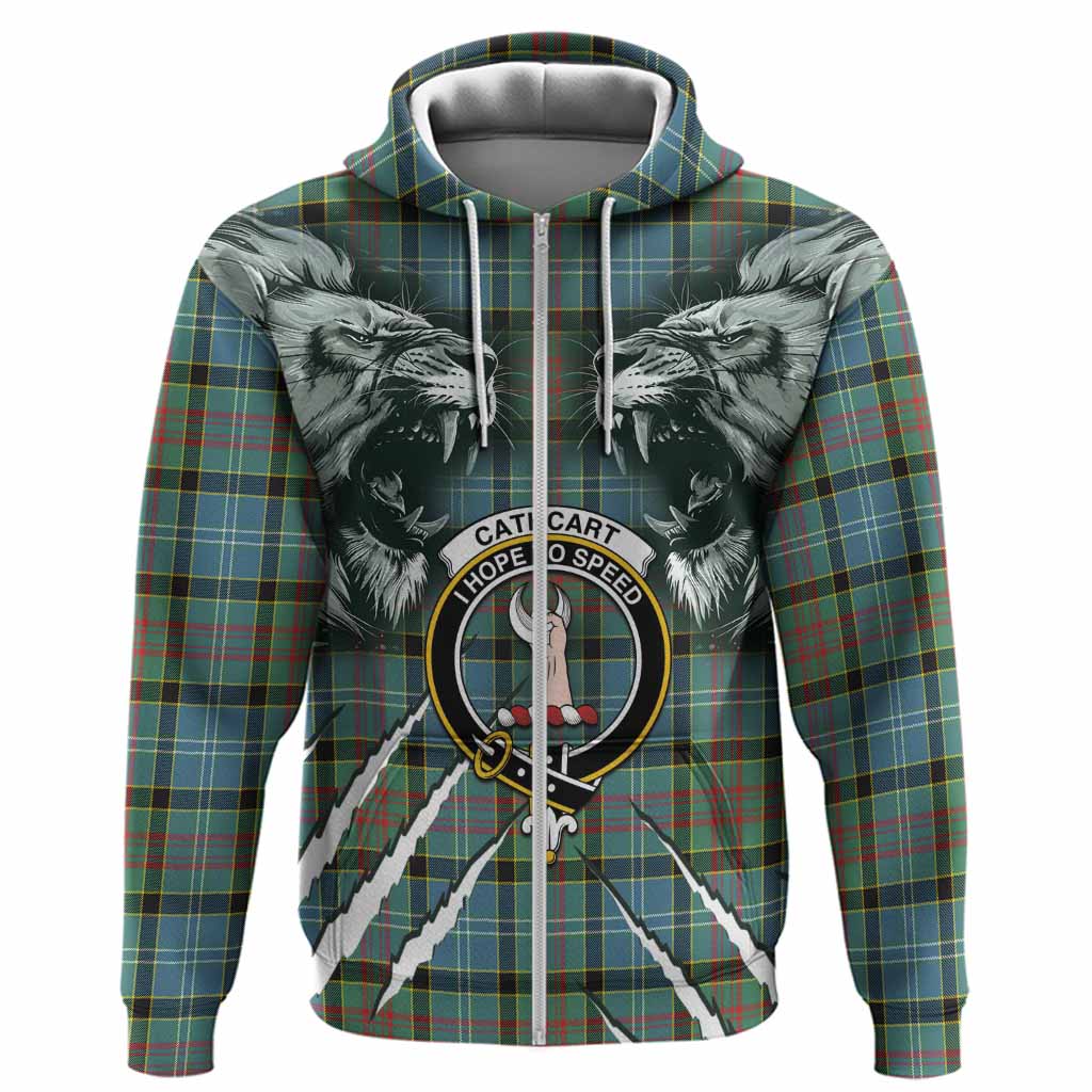 Cathcart Tartan Crest Hoodie Ferocious Lion Style