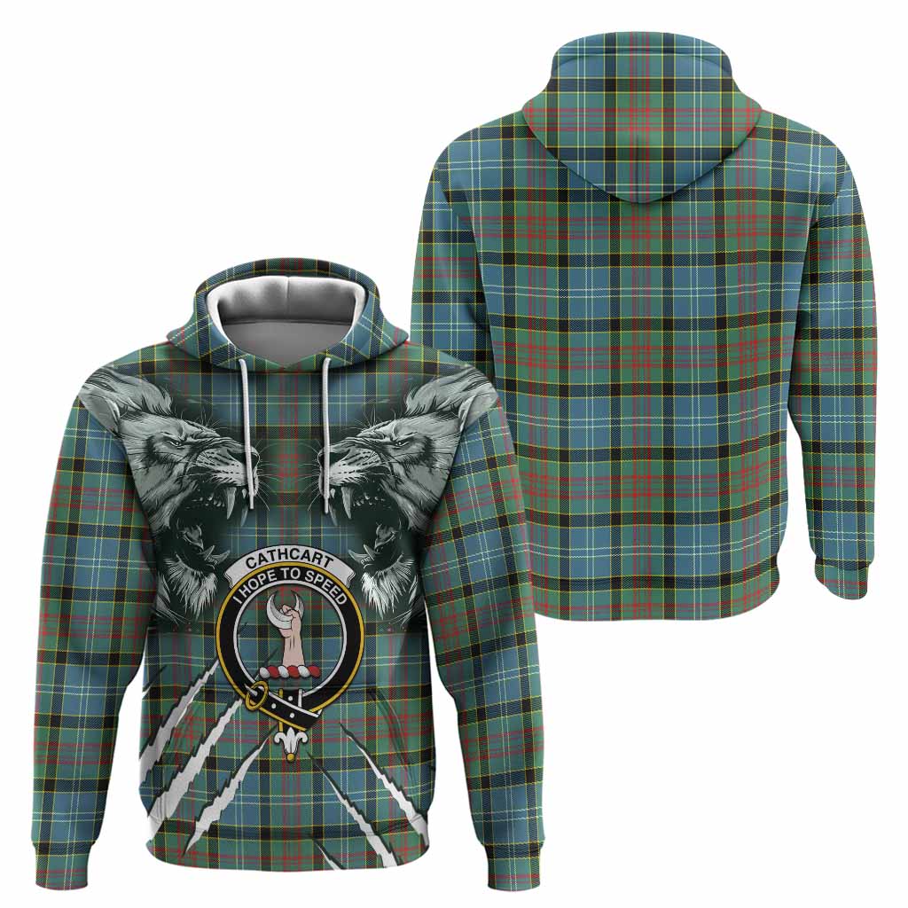 Cathcart Tartan Crest Hoodie Ferocious Lion Style