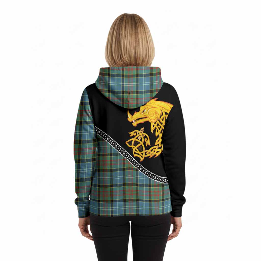 Cathcart Tartan Crest Hoodie Legendary Dragon Knot Half Style
