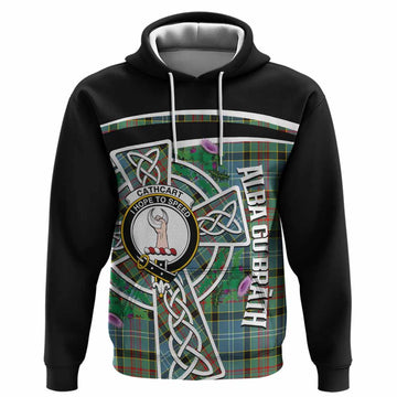 Cathcart Tartan Crest Hoodie Scottish Thistle Celtic Cross Alba Gu Brath