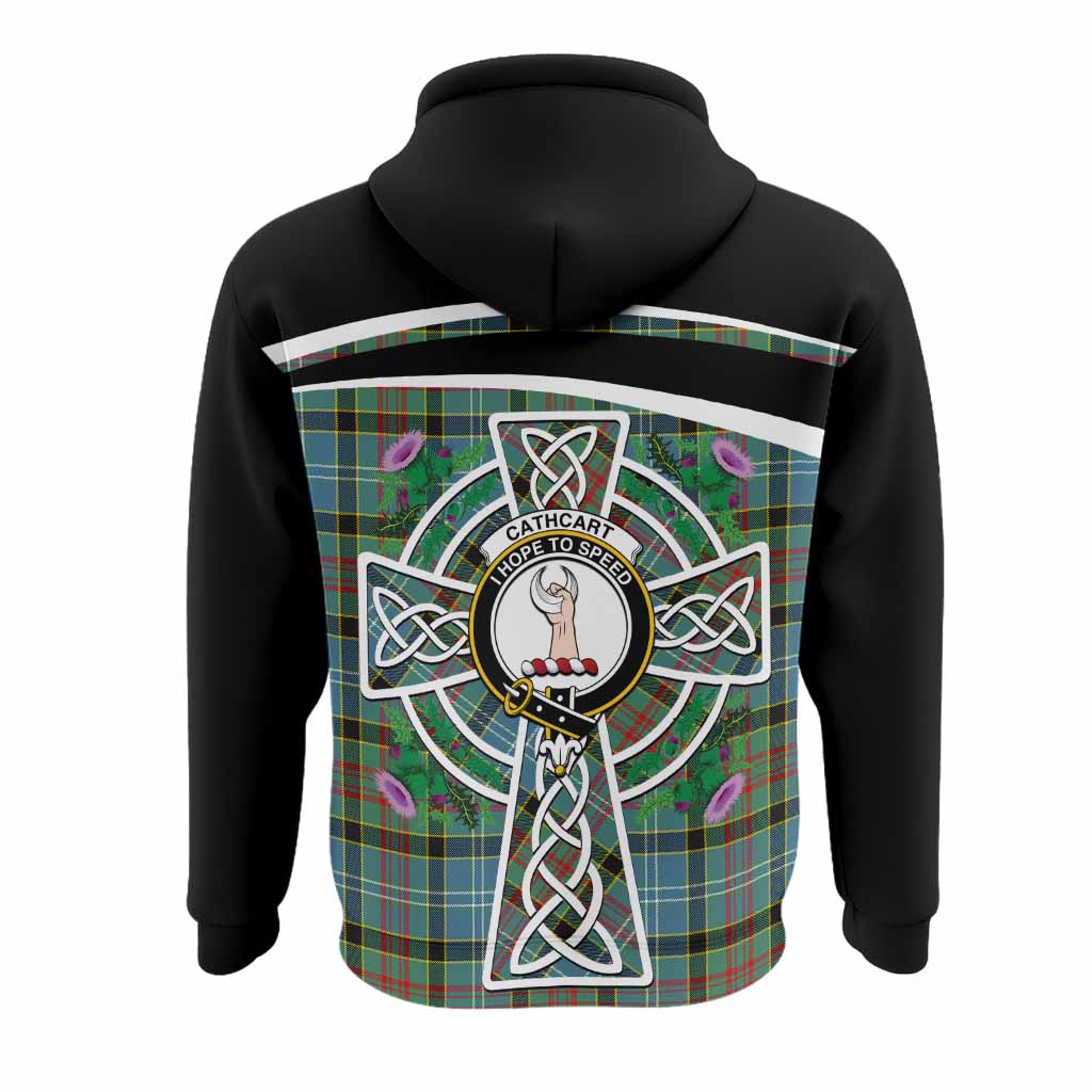 Cathcart Tartan Crest Hoodie Scottish Thistle Celtic Cross Alba Gu Brath