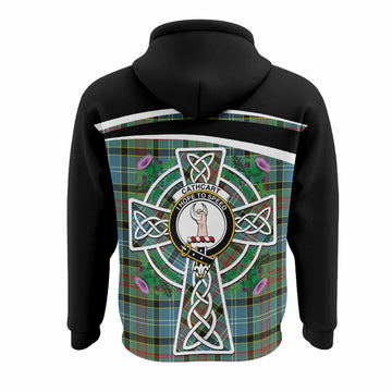 Cathcart Tartan Crest Hoodie Scottish Thistle Celtic Cross Alba Gu Brath