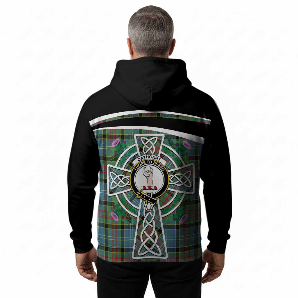 Cathcart Tartan Crest Hoodie Scottish Thistle Celtic Cross Alba Gu Brath