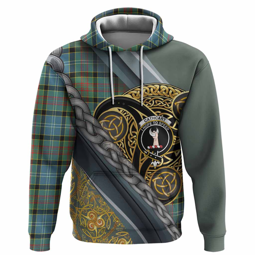 Cathcart Tartan Crest Hoodie Scottish Triskele Celtic