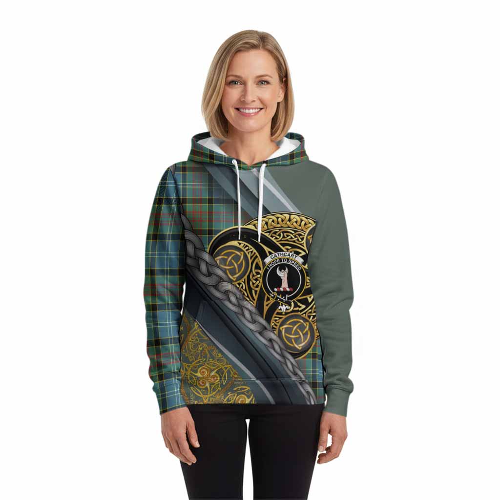 Cathcart Tartan Crest Hoodie Scottish Triskele Celtic