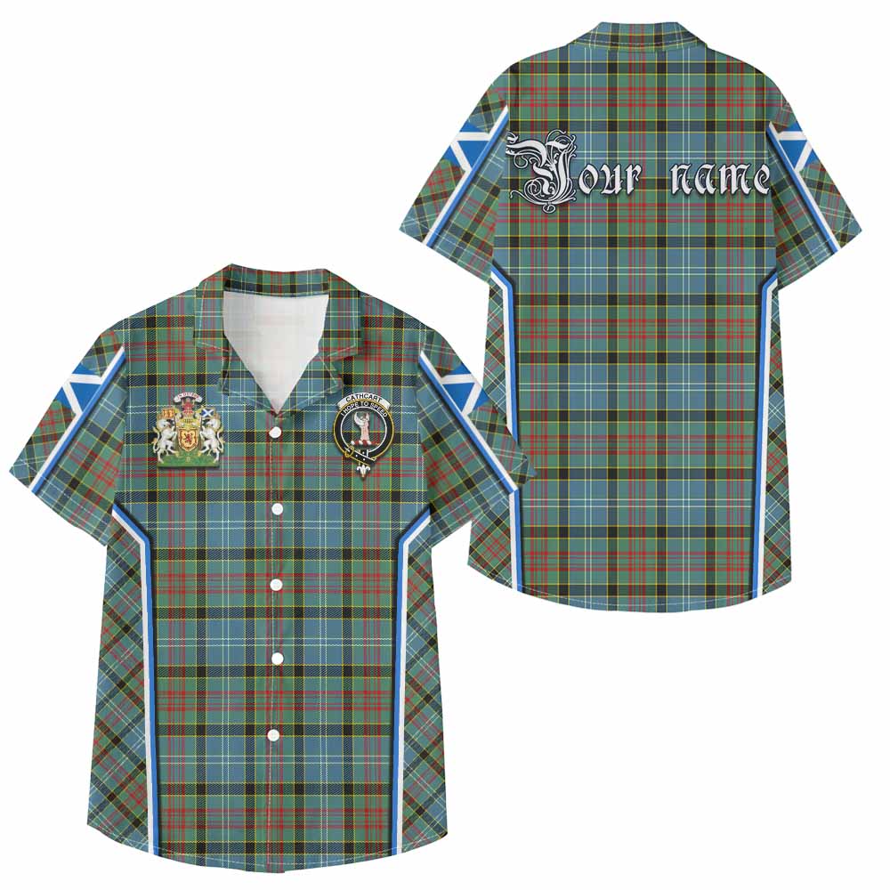 Cathcart Tartan Crest Kid Hawaiian Shirt Scotland Coat of Arm Flag Style - Tartan Vibes Clothing