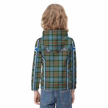 Cathcart Tartan Crest Kid Hoodie Scotland Coat of Arm Flag Style - Tartan Vibes Clothing