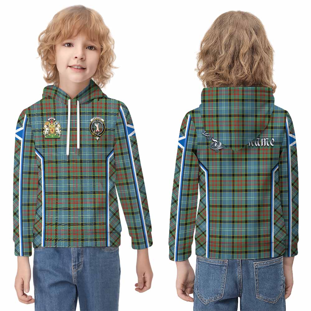 Cathcart Tartan Crest Kid Hoodie Scotland Coat of Arm Flag Style - Tartan Vibes Clothing