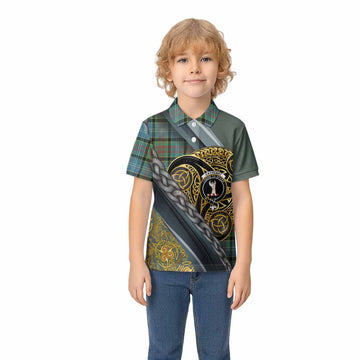 Cathcart Tartan Crest Kid Polo Shirt Scottish Triskele Celtic