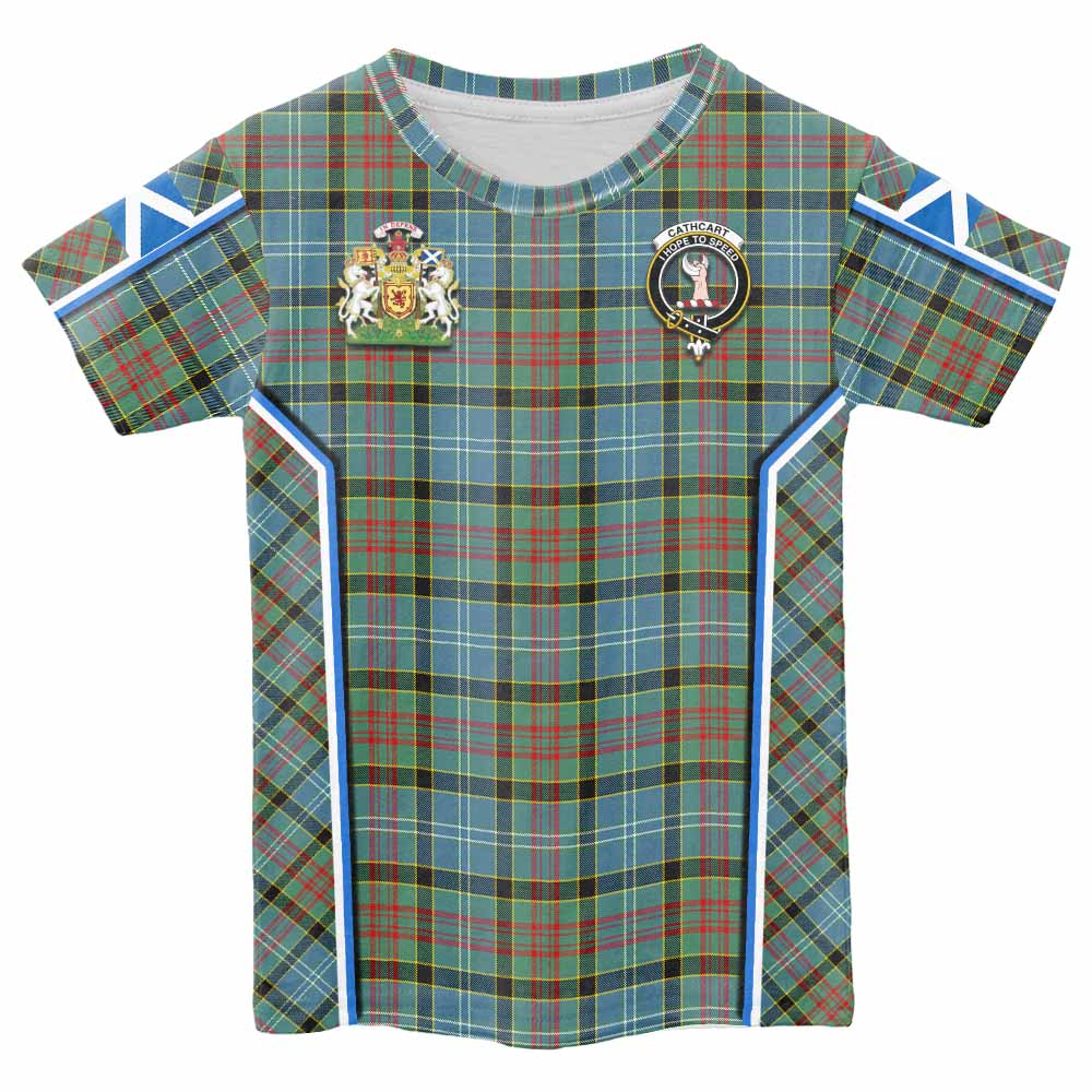 Cathcart Tartan Crest Kid T-shirt Scotland Coat of Arm Flag Style - Tartan Vibes Clothing