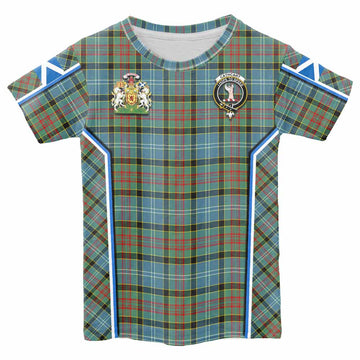 Cathcart Tartan Crest Kid T-shirt Scotland Coat of Arm Flag Style - Tartan Vibes Clothing