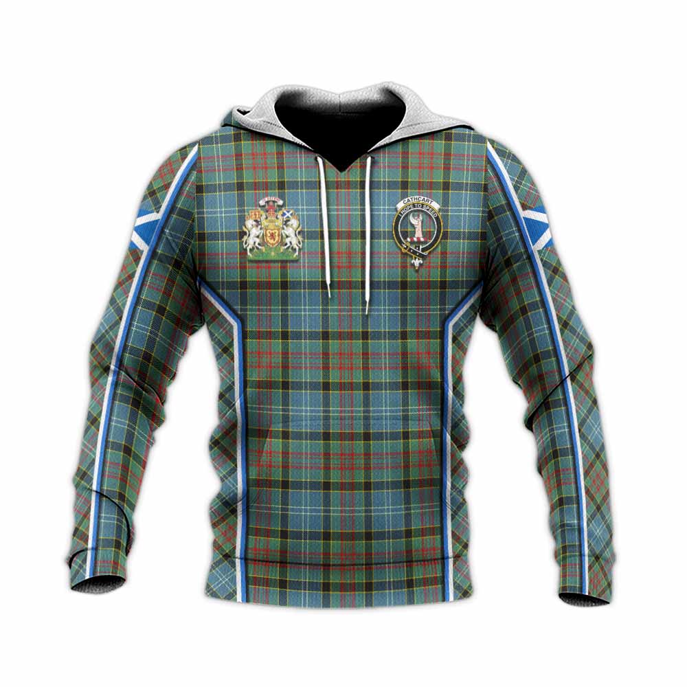 Cathcart Tartan Crest Knitted Hoodie Scotland Coat of Arm Flag Style - Tartan Vibes Clothing