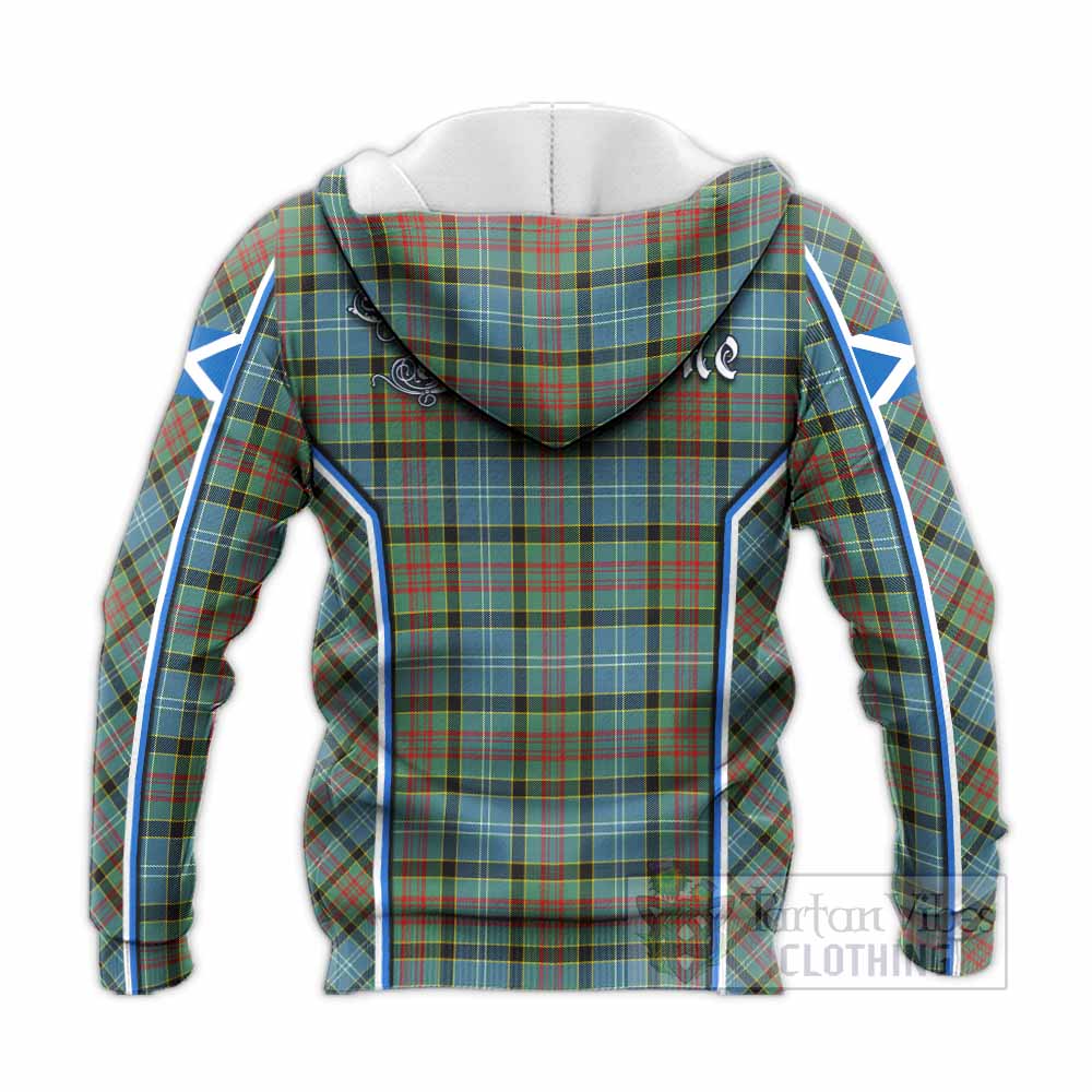 Cathcart Tartan Crest Knitted Hoodie Scotland Coat of Arm Flag Style - Tartan Vibes Clothing