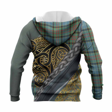 Cathcart Tartan Crest Knitted Hoodie Scottish Triskele Celtic