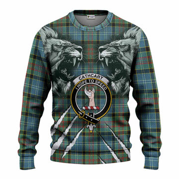 Cathcart Tartan Crest Knitted Sweater Ferocious Lion Style