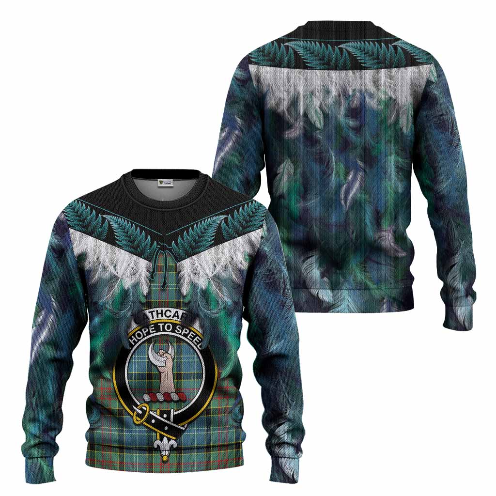 Cathcart Tartan Crest Knitted Sweater New Zealand Maori Korowai Cloak