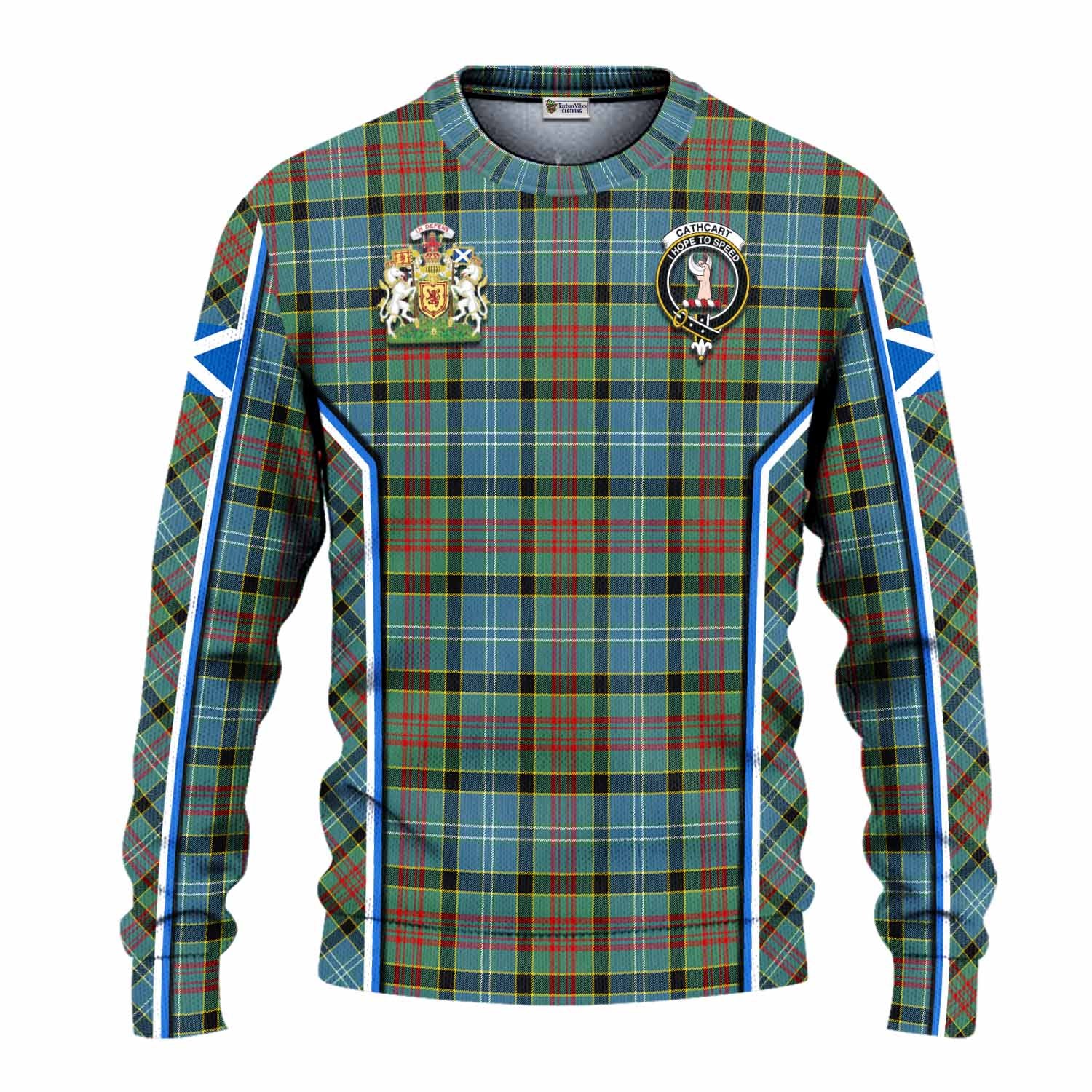Cathcart Tartan Crest Knitted Sweater Scotland Coat of Arm Flag Style - Tartan Vibes Clothing