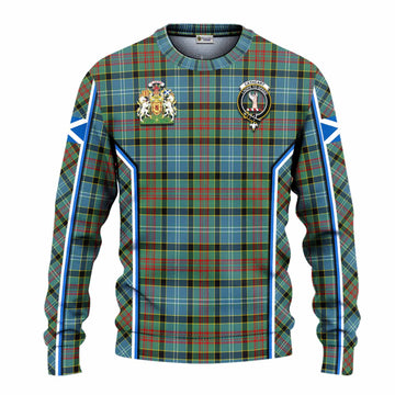 Cathcart Tartan Crest Knitted Sweater Scotland Coat of Arm Flag Style
