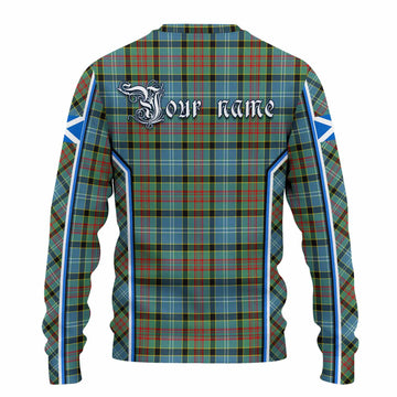 Cathcart Tartan Crest Knitted Sweater Scotland Coat of Arm Flag Style