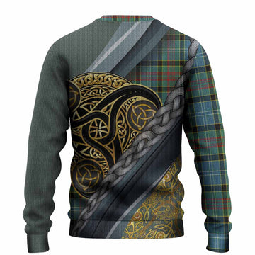 Cathcart Tartan Crest Knitted Sweater Scottish Triskele Celtic