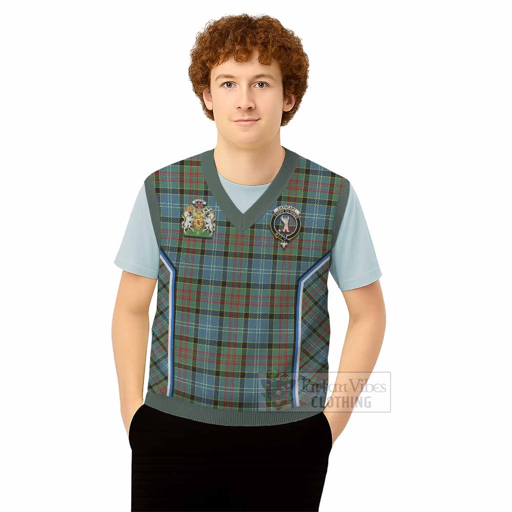 Cathcart Tartan Crest Knitted V-Neck Vest Scotland Coat of Arm Flag Style - Tartan Vibes Clothing