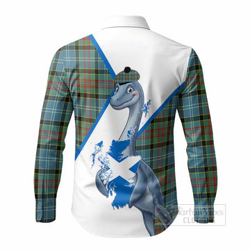 Cathcart Tartan Crest Loch Ness Monster Long Sleeve Button Shirts Nessie Scottish Map Tha Gradh Agam Air Alba