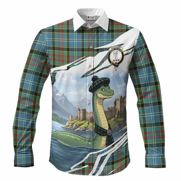 Cathcart Tartan Crest Loch Ness Monster Scottish Heritage Art Long Sleeve Button Shirts