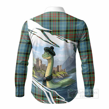 Cathcart Tartan Crest Loch Ness Monster Scottish Heritage Art Long Sleeve Button Shirts